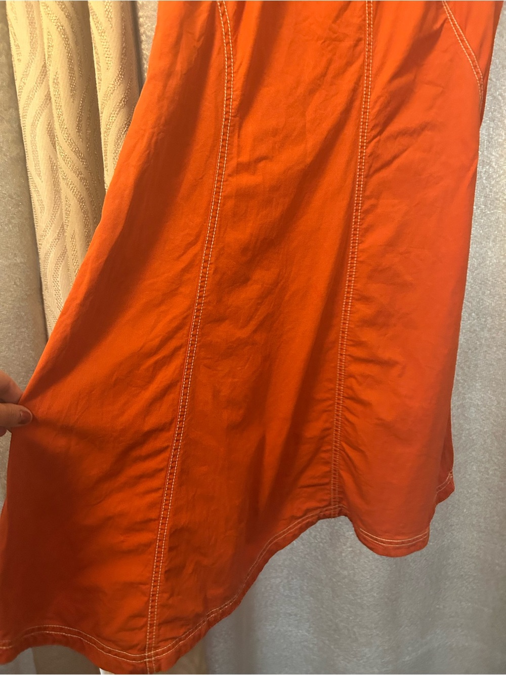 Anthropologie Asymmetrical Dress Maeve Size 10 Red Orange Lightweight Cotton - Picture 3 of 6
